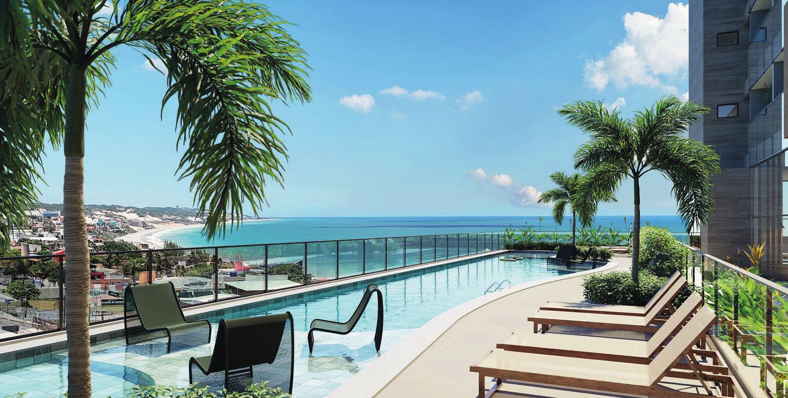 Piscina do rooftop com vista para o mar de Ponta Negra